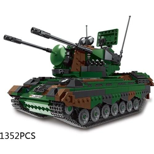 WW2 military germany Cheetah self-propelled antiaircraft gun MODEL batisbricks moc build block world war FlakPz gepard brick toy