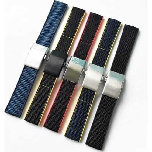 22mm High-quality Nylon Rubber Black Blue Watch Band Replace For Breitling strap for NAVITIMER WORLD Avenger navitimer bracelet