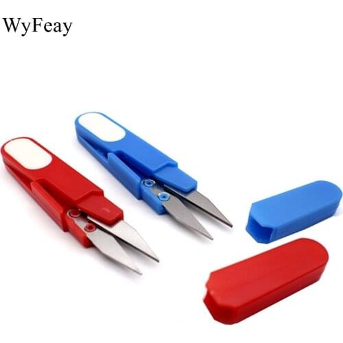 I Pcs Plastic Handle Safety Cover Sewing Scissors Thread Embroidery Cross-stitch Cutter Cutter U Shape Scissor DIY Supplies Tool