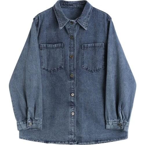 Autumn Women Fashion Denim Jackets 2021 Vintage Casual Jean Jacket Winter Female Long Sleeve Coat Streetwear Denim outerwear