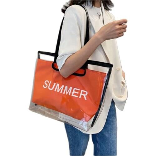 Woman Summer Bag transparent PVC Handbags purse Women Shoulder Bag Jelly Big Beach swim Bag for Girls Large Shopping Tote