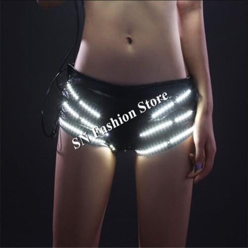 HN03-1 Colorful LED light ballroom dance costumes dresses/Bar Sexy wears party stage pants dj disco catwalk white dance clothes