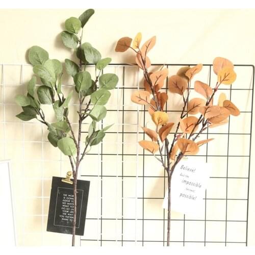 1Pc Plastic Eucalyptus Leaves Fake Plants Flower Material for Wedding Flower Wall Home Decoration Greenery Plant Leaf Decor
