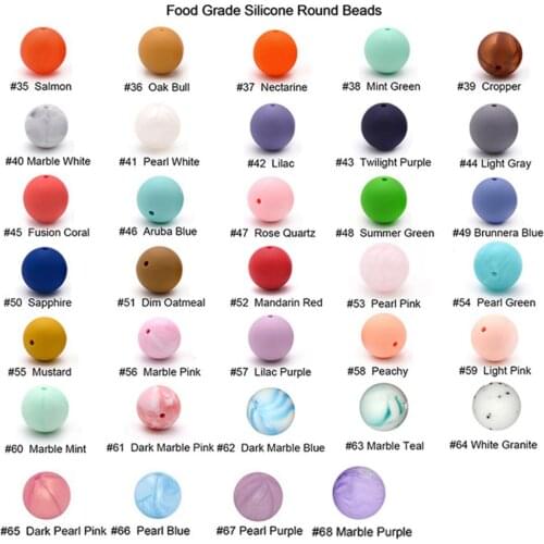 100pc Silicone Baby Teething Beads 15mm Safe Food Grade Care Chew Round BPA Free Silicone Beads Teether Nursing Necklace