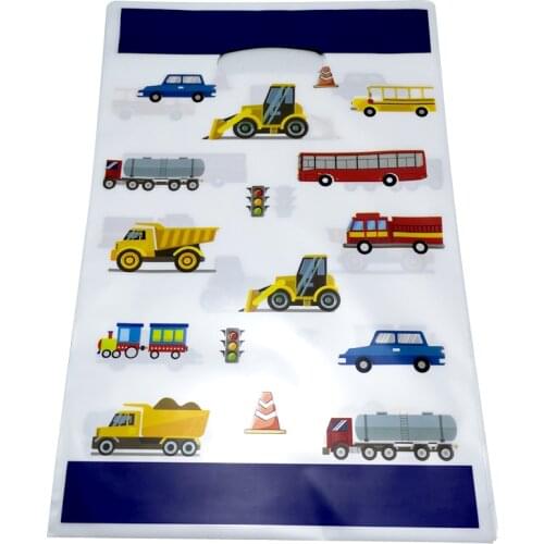20pcs/lot Kids Boys Favors Cars Bus Truck Theme Baby Shower Party Disposable Plastic Loot Bags Birthday Decorations Gifts Bags