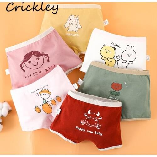3pcs Cute Cartoon Girls Underwear Rabbit Flowers Princess Print Children Panties Toddler Underpants Cotton Soft Kids Boxer