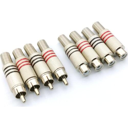 4pcs RCA Male Plug/RCA female socket audio Solder adapter Connector Metal Spring