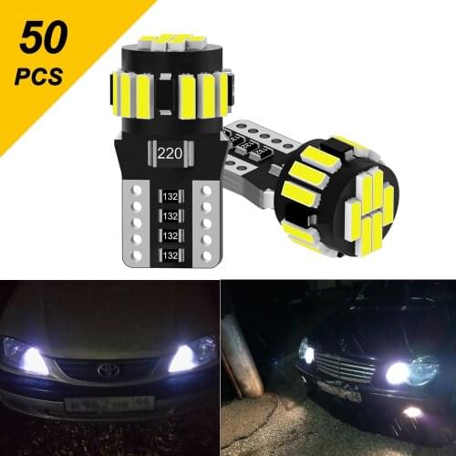 50Pcs W5W LED Car Lights T10 LED Canbus Error Free 4014 18SMD 194 LED Interior Parking Positon License Plate Auto Lamp Wholesale