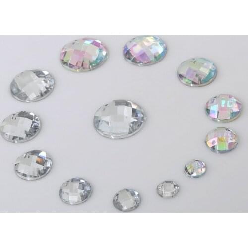 8 10 12 14 16 18 20mm Round Crystal Flatback Acrylic Beads Loose Beads For DIY Jewelry Making DIY Craft Accessories