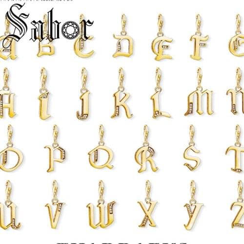 Aliphabet Letters Vintage Charm For Women Men Vintage gold color Golden Gift Jewelry Fit Bracelet Necklace Phone Chain thomas