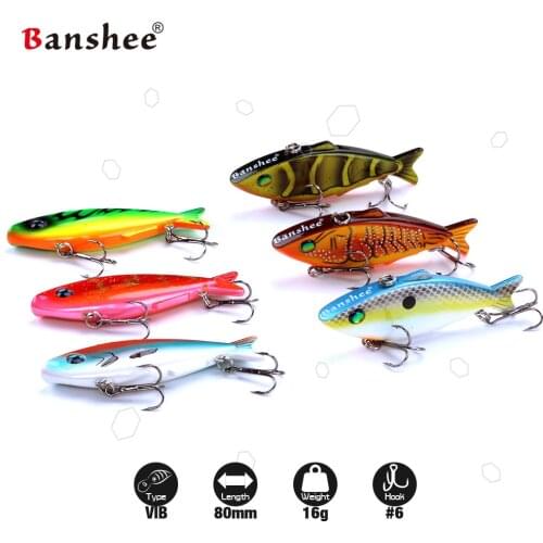 Banshee 6pcs/lot 80mm 16g VV03 Ghost Rattle Sound Wobbler Sinking VIB Vibe Vibration Vabrator Fishing Lure Hard ArtificialBait