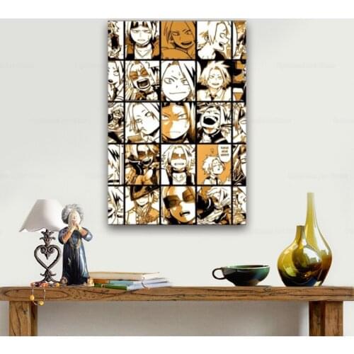 BNHA Kaminari Denki collage Wall Art Canvas Print Silk Fabric Wall Poster Art Decor Sticker Bright