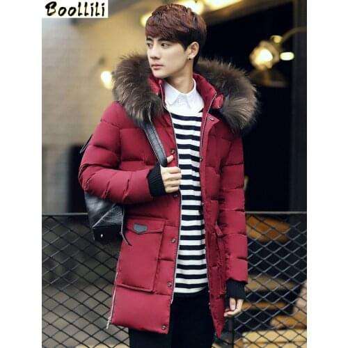 Boollili 2020 Fashion Mens Down Winter Warm Jacket Parka Thick Raccoon Fur Removable Hooded Duck Down jacket Men Plus Size 3XL