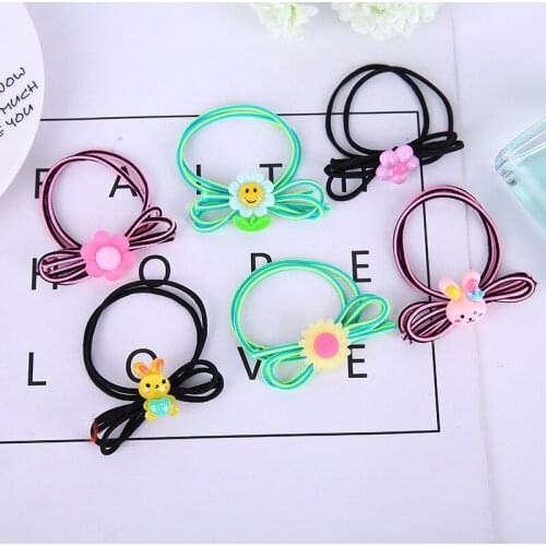 10 PCS New Cute Cartoon Rabbit Bunny Princess Headwear Kids Elastic Hair Bands Baby Headdress Children Ropes Girls Accessories