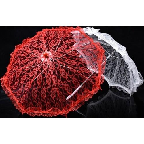 Elegant Lace Umbrella Cotton Embroidery Bridal Umbrella Ivory Battenburg Lace Parasol Umbrella Decorative Umbrella For Wedding