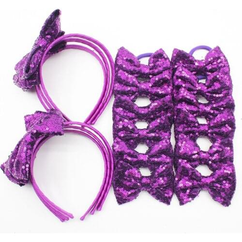 Purple Sequin Bow Headband for Girls,Glitter Tooth Bows for Baby Hair Accessories,Bling Headbands for Kids Teens Childrens 21