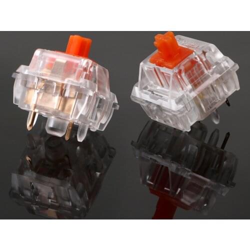 Healios Linear Silent Orange Switch For DIY Mechanical Gaming Keyboard Maintain 10pcs Tansparent 5 Pin 63.5g Switches