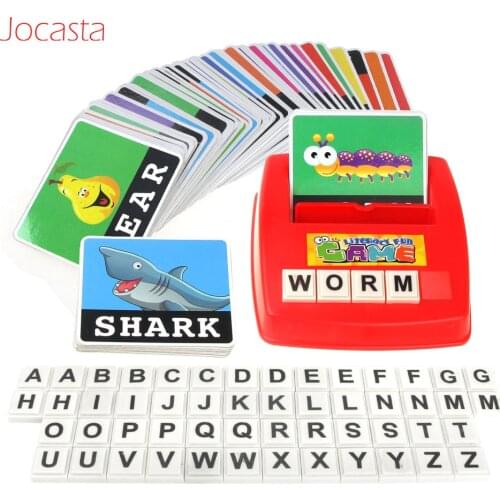 Spelling Alphabet Puzzle Matching Letters Game with 60 Word Cards and 26 English Letters Card Kids Early Educational Toys