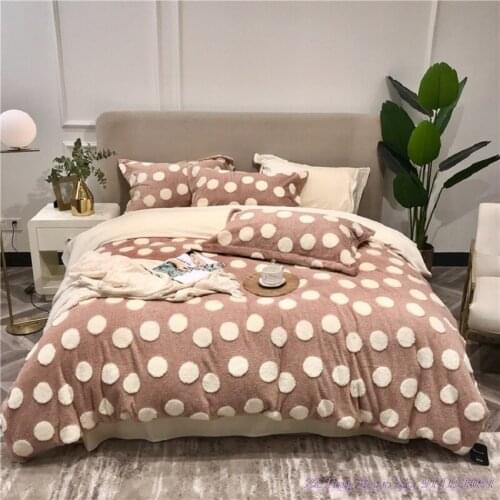 Winter Bedding Set thick milk velvet double-sided velvet simple three-dimensional carved coral quilt cover 1.8m King Queen 4pcs