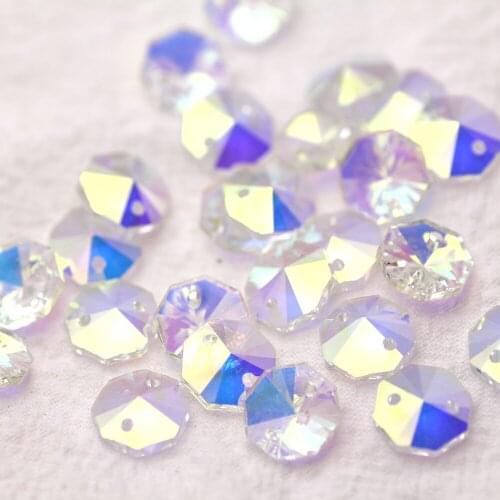 10mm 50pcs Round Sew on Rhinestone with 2 holes Crystal AB color Crystal Strass for Wedding dress cloth hats shoes decoration