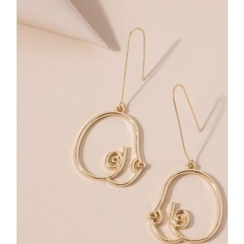 Cool Body Rose Gold Womens Earrings 2020 New Korean Fashion Boho Hanging Wire Earrings Cute Hoops Geometric Jewelry Wholesale