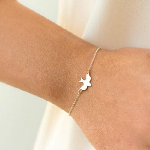 Fashion Gold Silver Plated Peace Bird Dove Fly Bracelet Bangle little cute chicks swallow bracelet For Women Cheap Jewelry
