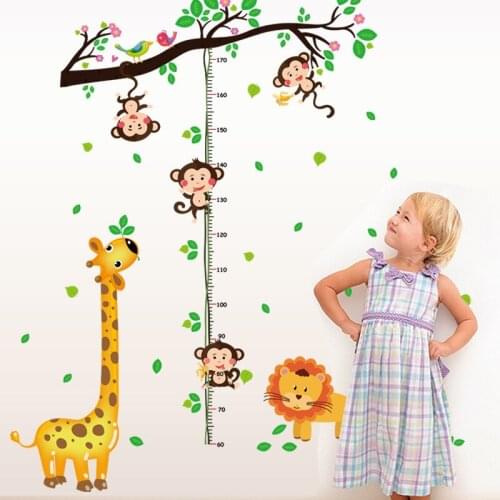 Cartoon Giraffe Height measurement wall sticker PVC Material DIY wall decals For Childrens room kindergarten wall decor sticker