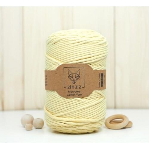 Light Yellow Single Twist Knot Cotton Rope String Macrame Rope // 3mm // 500 Grams