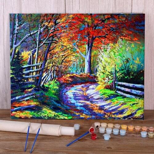 Landscape est Road Paint By Numbers Kit Acrylic Paints 50*70 Canvas Painting Home Decor Children Handicraft Wholesale
