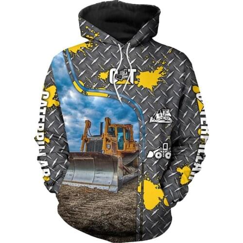 New Bulldozer Art 3D Fully Printed Zipper Hoodie Mens and Womens Harajuku Casual Sweatshirt Fall Winter Fashion Hoodie