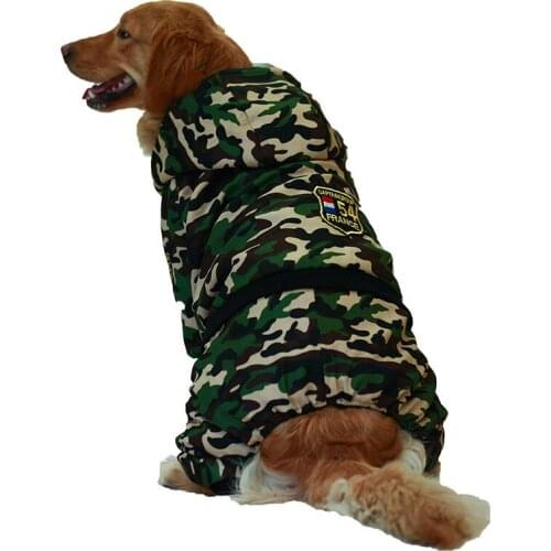 Big Dog Pet Clothes Winter Warm Camouflage Jumpsuit Hoodie Golden Retriever Coat Jacket For Large Dog Winter Dog Clothing
