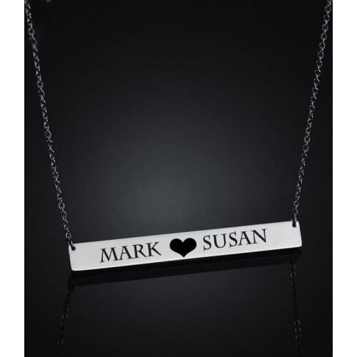 Engraved Name Numbers Date Stainless Steel Necklaces Bar Engrave 3 Colors Pendant For Women Children Birthday Jewelry Gifts