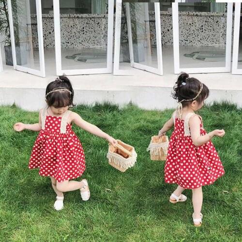 Princess Fashion Dots Dresses Girlish Elegant 2021 Baby Girl Party Sling Dress Kids Summer Costumes For Children 2 3 5 6 7 Years