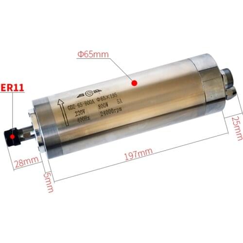 Genuine Changsheng 65*195/800W/ER11- four-bearing water-cooled motor, 220V 5A 400Hz 2400rpm