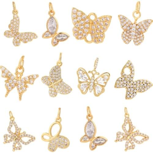 Butterfly Pendant Charms Designer Charms for Jewelry Making Supplies Cubic Zircon Cute Charm Diy Pendant for Earrings Necklace