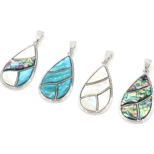 Natural Shell Mother of Pearl Shell Pendants Charms Blue for DIY Necklace Earring Jewelry Making Jewelry Gifts Size 30x53mm