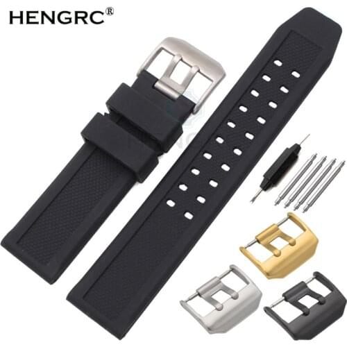 Soft Rubber Watchbands Men Black 23mm Sport Diving Watch Band Strap Silver Black Metal Pin Buckle For Luminox Accessories