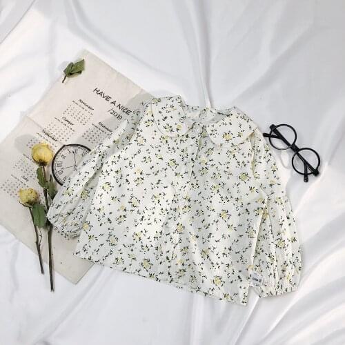 Toddler Girls Shirts Flowers Korean Long Sleeve Tops for Girl Kids Clothing 2 3 4 5 6 Y Doll Collar Baby Girl Shirt 2020 Spring
