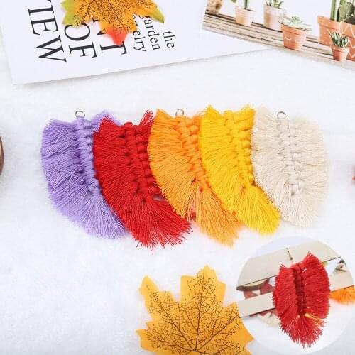 2/6pcs Bohemian Style Leaf Shape Tassel Fishbone Tassel Pendant Boho Female Dangle Drop Earrings For DIY Jewelry Making Findings