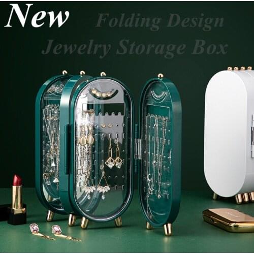 Folding Jewelry Organizer Earring Cosmetics Storage Box Retractable Necklace Desktop Makeup Organizer Dropshipping Chinese style