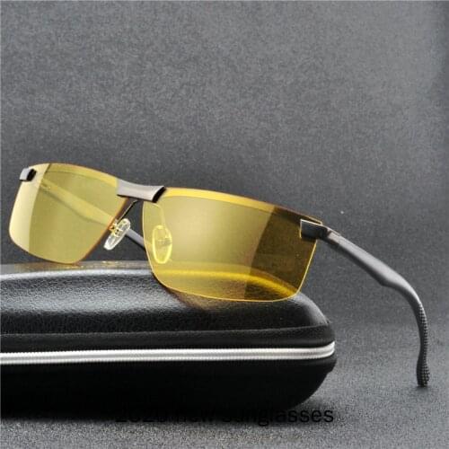 2020 New Sunglasses Night Vision Sun Glasses Men Fashion Night Driving Anti-glare UV400 Male Yellow Lens Sunglasses NX