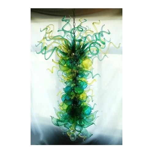 CE/UL Contemporary LED Flower Ceiling Lamps Pretty Yellow and Green Hand Blown Glass AC 110/120/220/240V