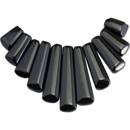 SUNYIK Black Onyx Stone Bars Sticks Shiled Loose Beads Pendant Jewelry Making,11Pcs/Set