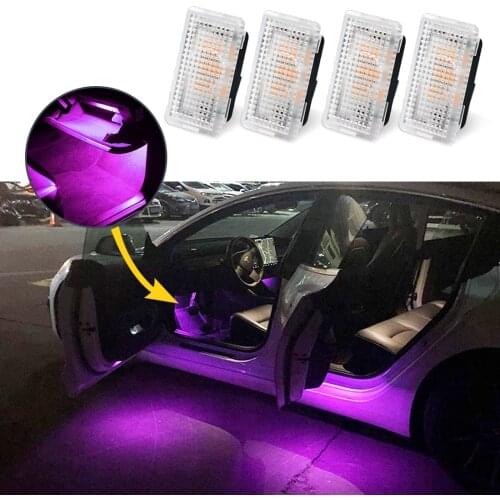 LED Car Interior Ambient Light For Tesla Model 3 X S Easy Plug Replacement Auto Ultra Bright Trunk Door Lamps Accessories