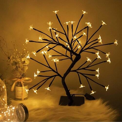LED Night Light Cherry Tree Fairy Lamp 24/48 Leds USB Power With Swich For Home Kids Bedroom Decor Table Lamp Christmas Light