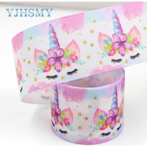 YJHSMY G-18604-337,10 yard 38 mm Cartoon Ribbons Thermal transfer Printed grosgrain Wedding Accessories DIY handmade material