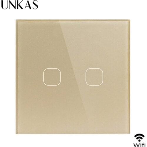EU/UK WIFI With Alexa / Google Home Smart Works Touch Switch APP Wireless Remote Light Wall Switch Crystal Glass Panel