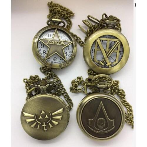 Vintage Bronze antiques mens Good quality steampunk pocket watches FOB chain watches