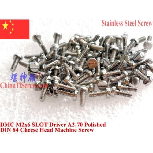 DIN 84 Stainless Steel screws M2x3 M2x4 M2x5 M2x6 M2x8 M2x10 Cheese Head SLOT Driver A2-70 Polished 100 pcs