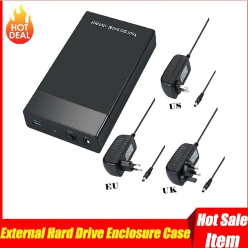 USB 3.0 to 3.5 inch SATA III 5Gbps External Hard Drive Disk UASP High Speed Transmit USB3.0 Enclosure Case with DC Power Adapter